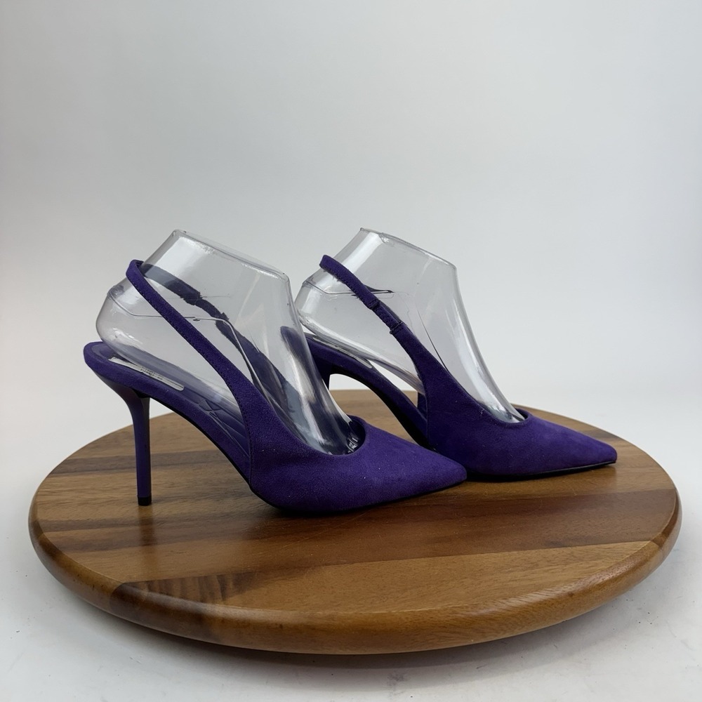 Womens Journee Collection Elenney Purple‎ Faux Suede Slingback Pumps Size 7.5 M